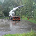Lorry has just unloaded the first container