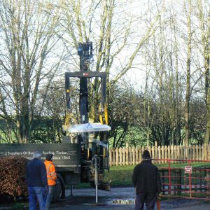Unloading plywood for the floor
