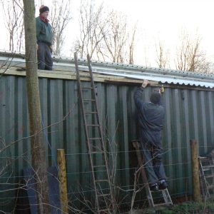 A distant view of the roof